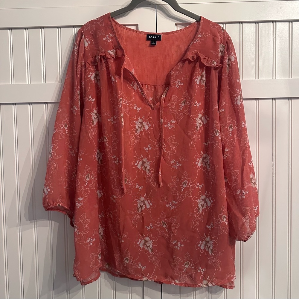 Torrid Rust Floral Blouse